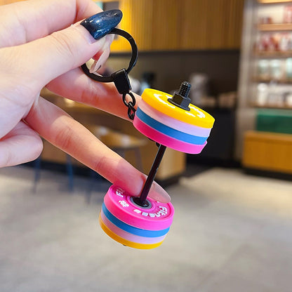 Creative Mini Fitness Barbell Piece Keychain Pendant Couple Car Bag Keychain Sports Small Pendant Wholesale