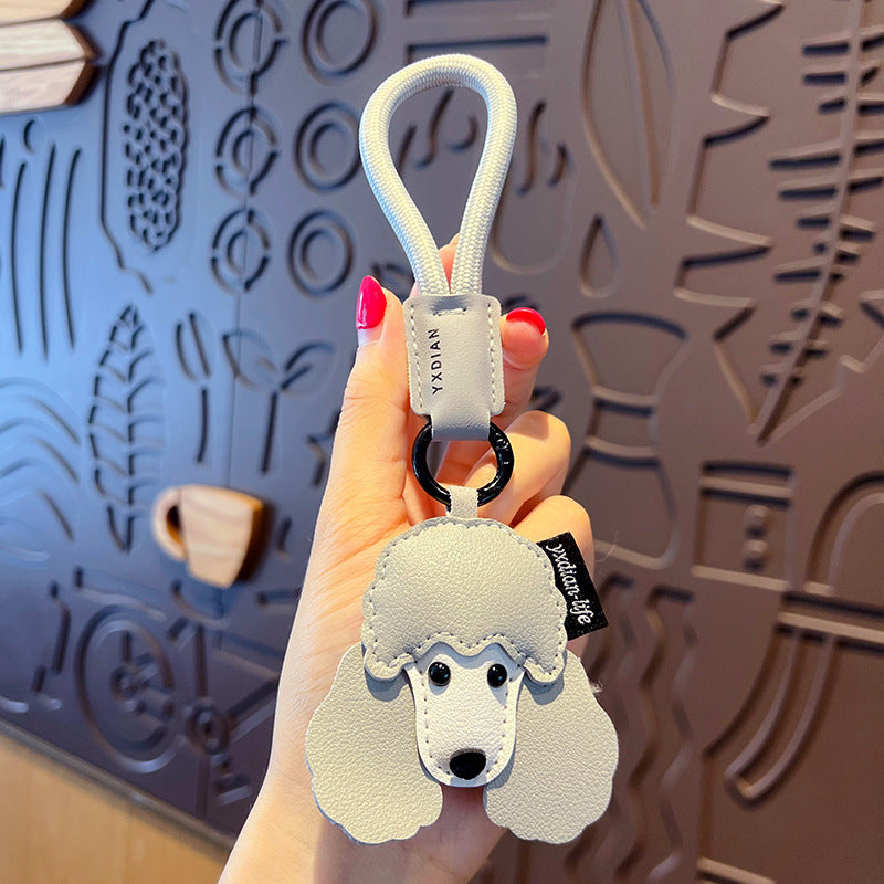 Creative PU leather Shiba Inu keychain doll pendant cute husky couple car keychain bag pendant