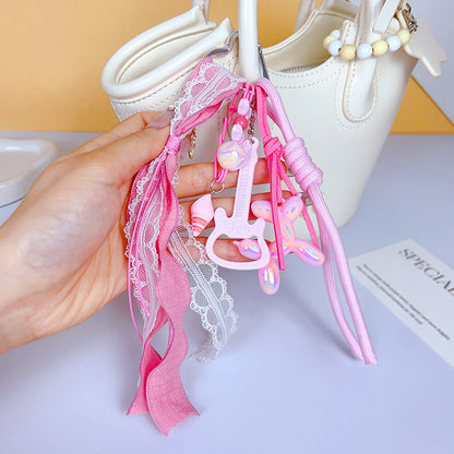 Creative DIY guitar balloon dog keychain pendant cute girly heart miu series bag pendant accessories trinkets