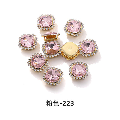 Fat square flower disc buckle sunflower double-layer glass drill DIY hand-punched hand-sewn diamond fat square diamond factory wholesale supply