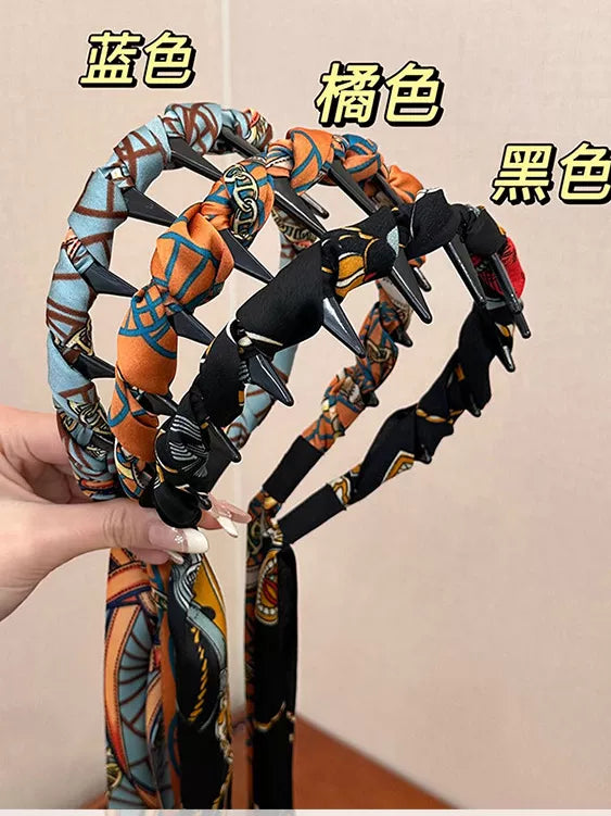 Palace retro flower streamers, tooth comb, wavy high skull top headband, front and back, two wears, hair tie, one headband, headdress, women