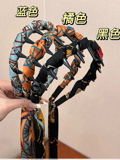 Palace retro flower streamers, tooth comb, wavy high skull top headband, front and back, two wears, hair tie, one headband, headdress, women