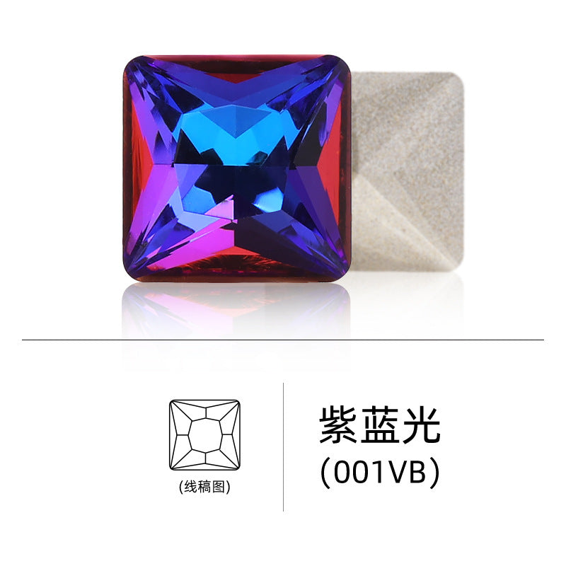 Cross-border hot-selling square right-angle high-top glass drill, special-shaped water rhinestone, DIY square pointed base diamond inlaid with diamond attachment materials