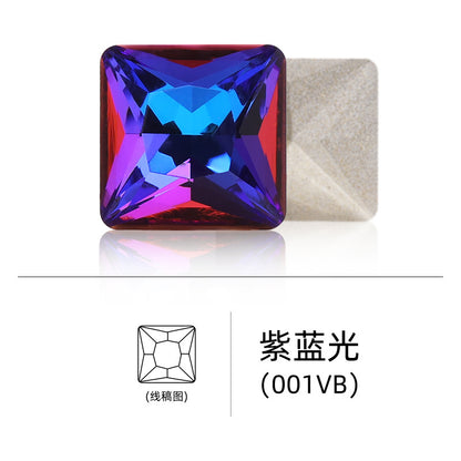 Cross-border hot-selling square right-angle high-top glass drill, special-shaped water rhinestone, DIY square pointed base diamond inlaid with diamond attachment materials