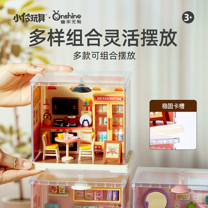 Childhood Infinite Girls DIY Mini Cottage Model Coffee House Dessert Shop Handmade Assembled Xiaoling Toy Gifts