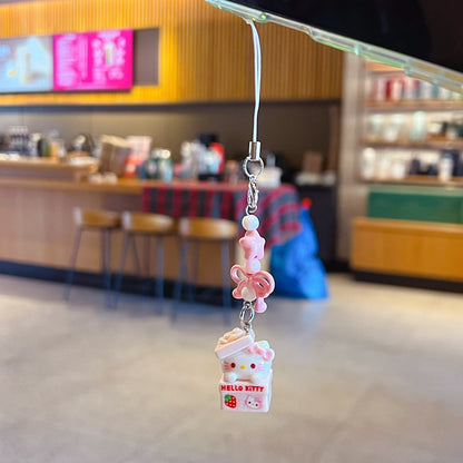 Original handmade DIY cute cat mobile phone chain lanyard car bag beaded keychain doll pendant