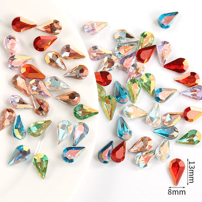 Brand new light color series 8*13 waterdrop glass rhinestones, pointed bottom DIY phone case, nail art diamond stacking materials, accessories