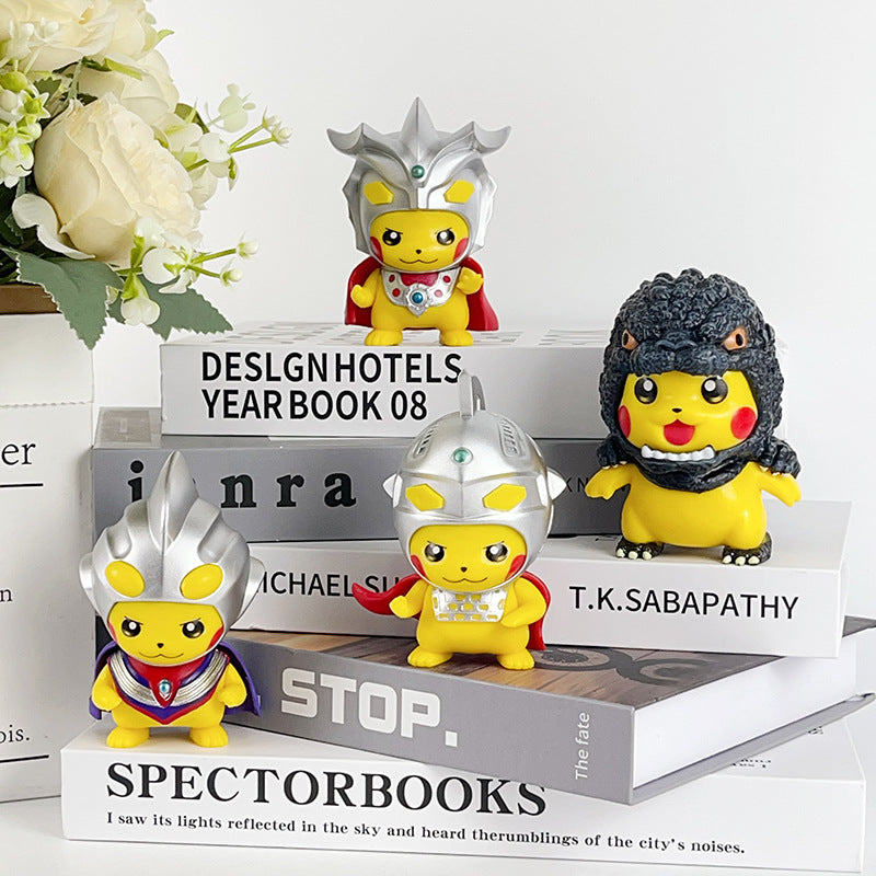 Pikachu cos bumpy man monster doll creative trendy toy figure cartoon model cake car ornament