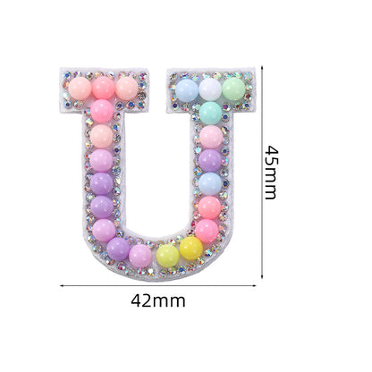 Macaron letter stickers, 26-letter English DIY accessories, clothing accessories, faux pearl and rhinestone appliqué set