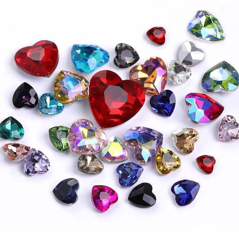 Heart Pointed Bottom Diamond Rhinestones - Crystal Glass Phone Sticker Clothing Headband Jewelry Accessories