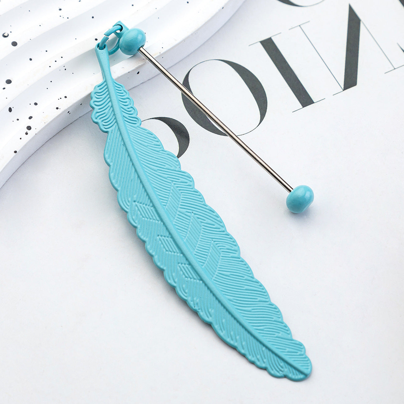 DIY Beaded Feather Bookmark - Primary School Graduation Anniversary Souvenir Metal Bookmark Children's Cute Bookcase Pendant