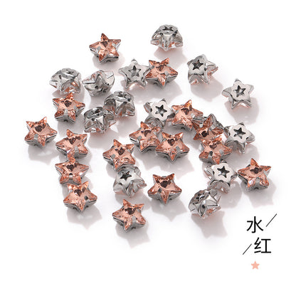 Best-selling 10mm five-pointed star stainless steel claw drill, ultra-glitter five-pointed star nail art clothing DIY accessory glass diamond