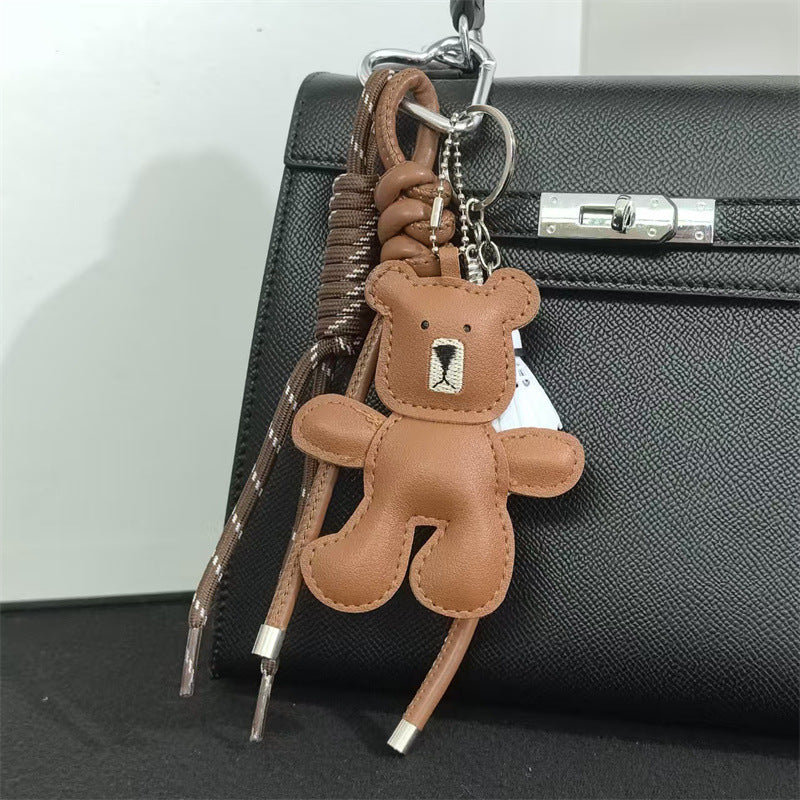 Dumb bear braided lanyard car keychain pendant cartoon cute bag charm mobile phone lanyard cute pendant