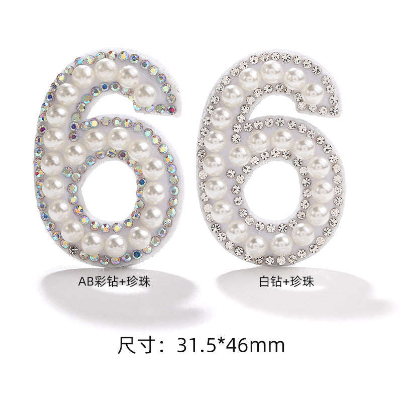 Hot Patch Non-Woven Digital Patches - DIY Clothing Accessories White Imitation Pearl Diamond