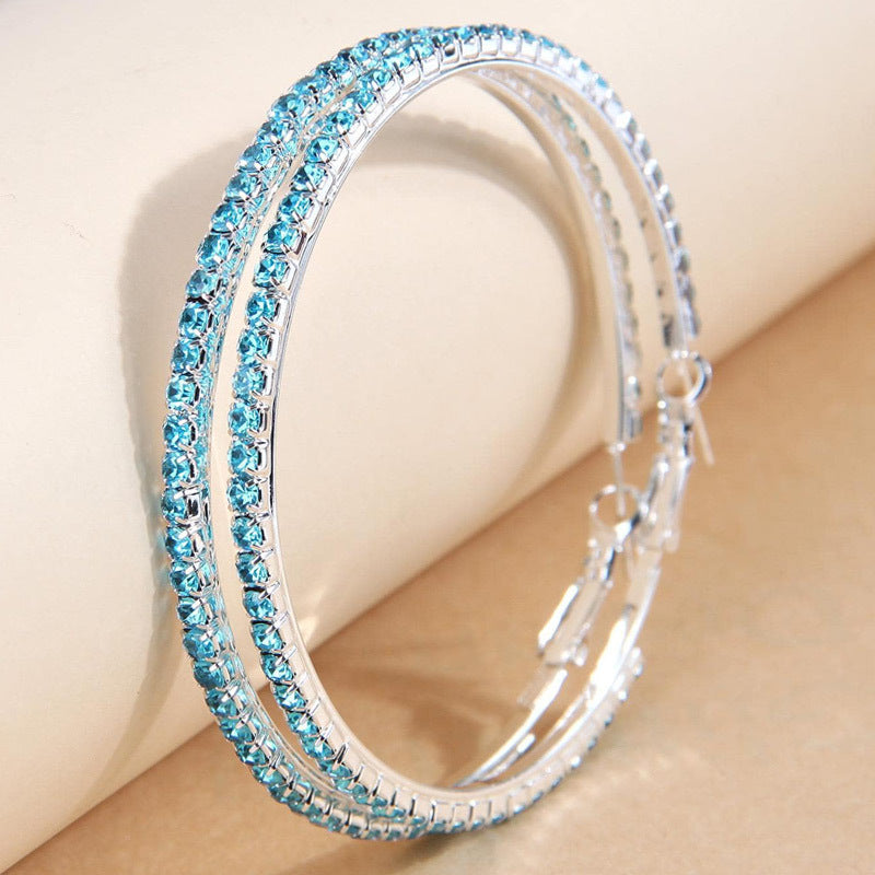 2-4-6-8-10cm oversized earrings exaggerated earrings european and american round rhinestone geometric hoop earrings for women cross-border