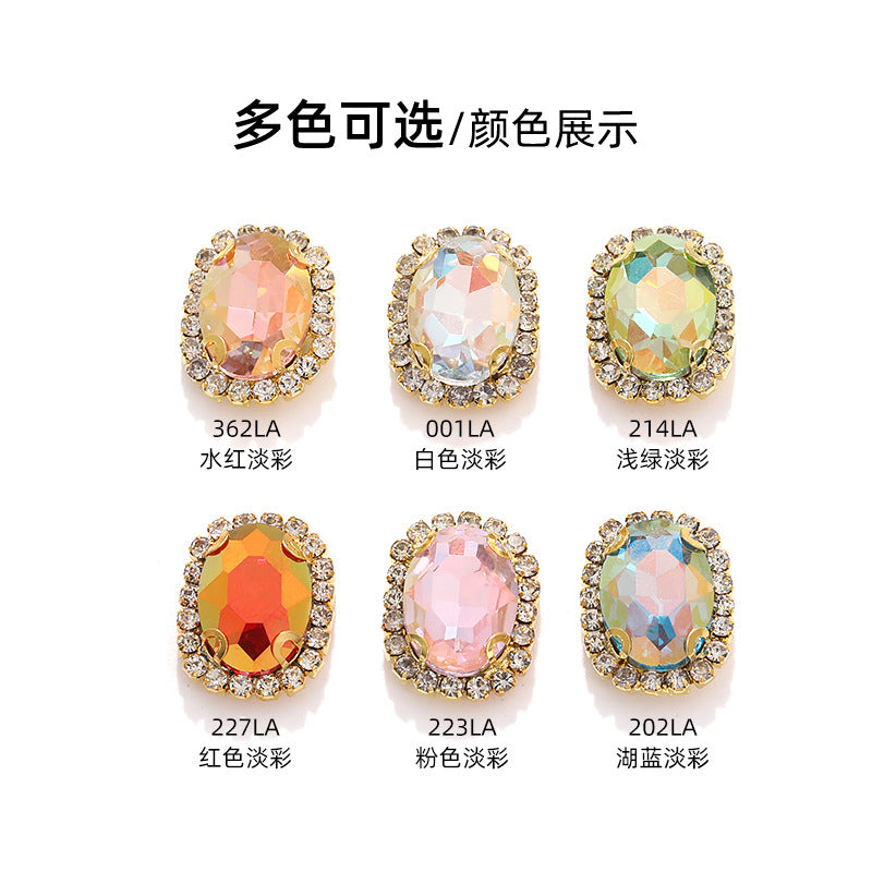 Multicolor crystal glass diamonds, light color oval crystal buckle holes, hand-sewn diamonds - clothing, shoes, bags, DIY accessories