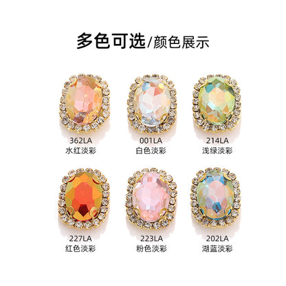 Multicolor crystal glass diamonds, light color oval crystal buckle holes, hand-sewn diamonds - clothing, shoes, bags, DIY accessories