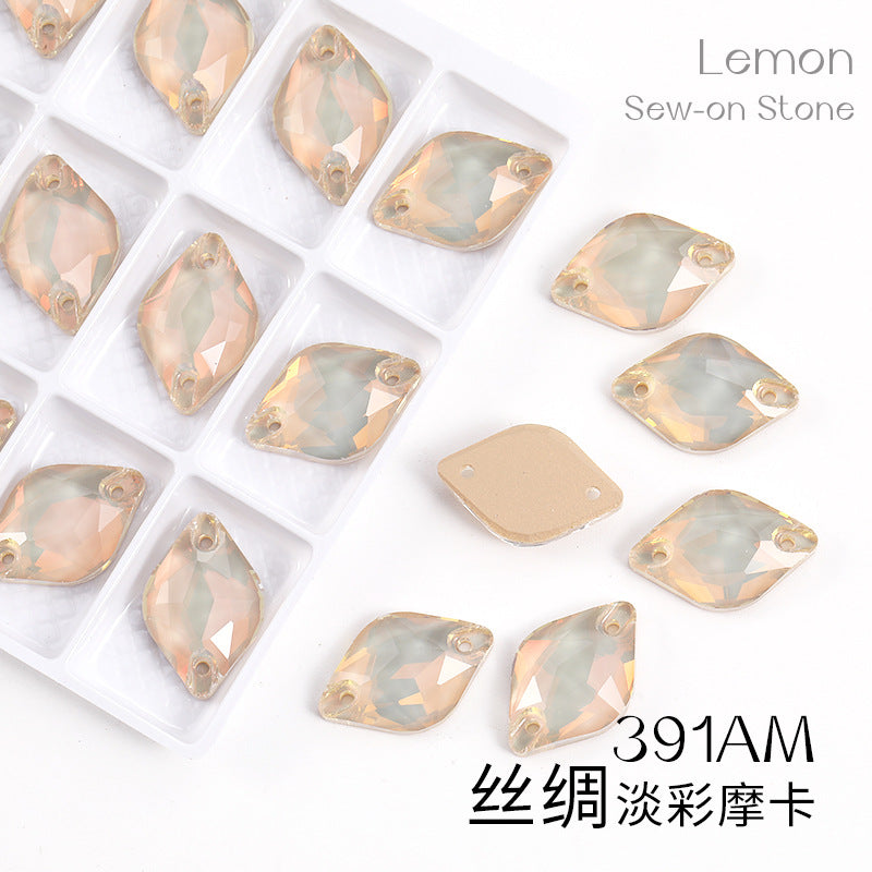 Xichuan New K9 Lemon Flat Buckle Flat Bottom Double-Hole Beveled Glass Hand-Sewn Diamond Clothing DIY Accessories