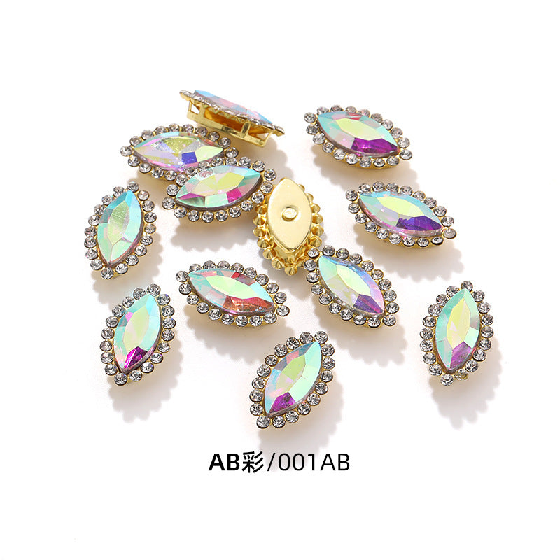 Horse Eye Sunflower Double-layer Hand-Stitched Diamond Shaped Edge Glass Diamond Clothing Bag DIY Accessories Manufacturer Wholesale