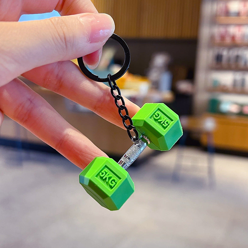 Creative Mini Fitness Barbell Piece Keychain Pendant Couple Car Bag Keychain Sports Small Pendant Wholesale