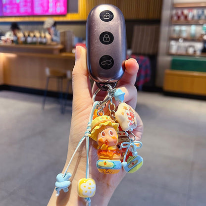 Handmade DIY star man cute grain beaded keychain pendant couple bag doll key chain small pendant