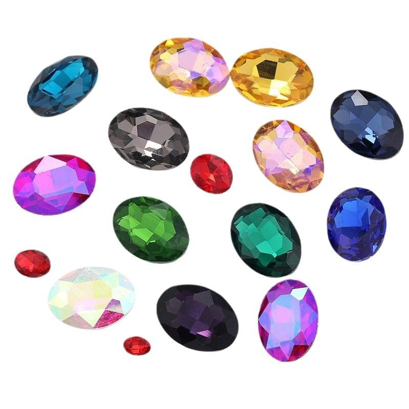 Oval Pointed Bottom Diamond Rhinestones - Crystal Glass Hair Accessories Wedding Dress Decoration