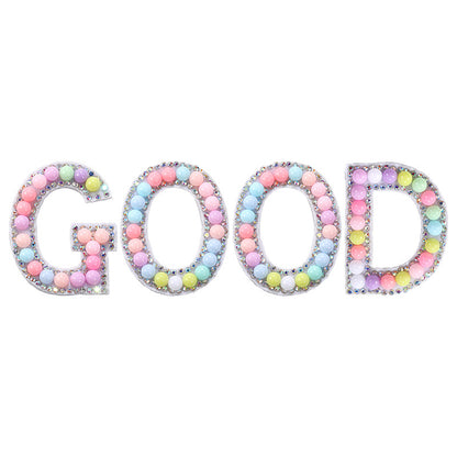 Macaron letter stickers, 26-letter English DIY accessories, clothing accessories, faux pearl and rhinestone appliqué set