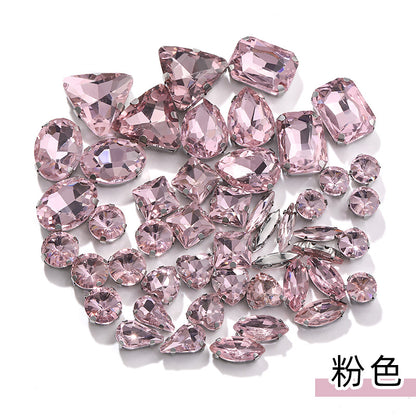 Mixed Four-Corner Claw Rhinestones - Silver Crystal Glass Hand-Sewn Wedding Dress Accessories 50pcs