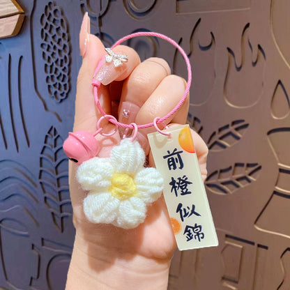 Creative plush weaving good things happen keychain small pendant cartoon crochet persimmon bag bag keychain small gifts