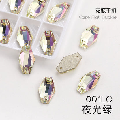 Factory wholesale flat buckle flat bottom hand-stitched rhinestone vase crystal stone ultra-glitter scratch-free packaging glass diamond