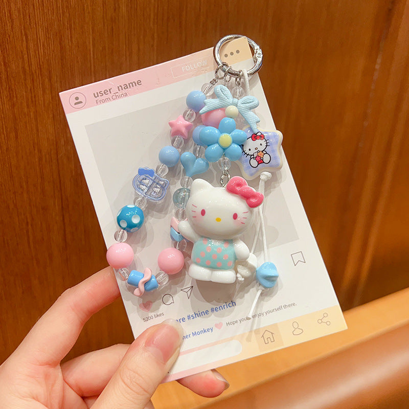 DIY small violin slippery star man beaded keychain small pendant cute bag cute grain modified baby doll doll pendant