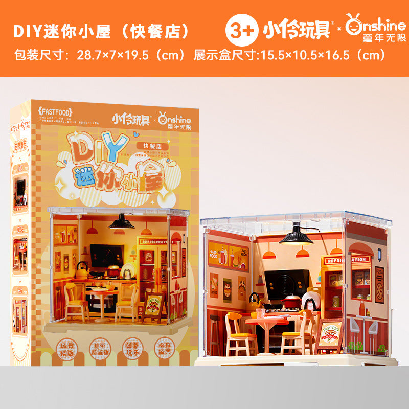 Childhood Infinite Girls DIY Mini Cottage Model Coffee House Dessert Shop Handmade Assembled Xiaoling Toy Gifts