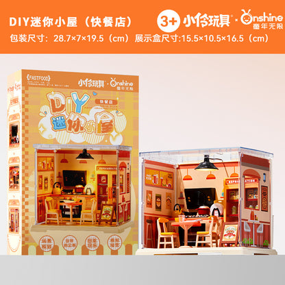 Childhood Infinite Girls DIY Mini Cottage Model Coffee House Dessert Shop Handmade Assembled Xiaoling Toy Gifts