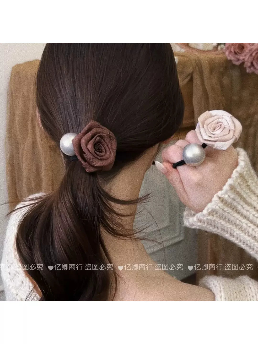 High-end dry rose hair tie, hair tie for women, 2026 new high-elasticity rubber band hair tie