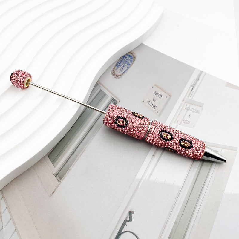 Leopard print full diamond ballpoint pen creative DIY beading pure handmade diamond set ballpoint pen advertising gift pen spot wholesale