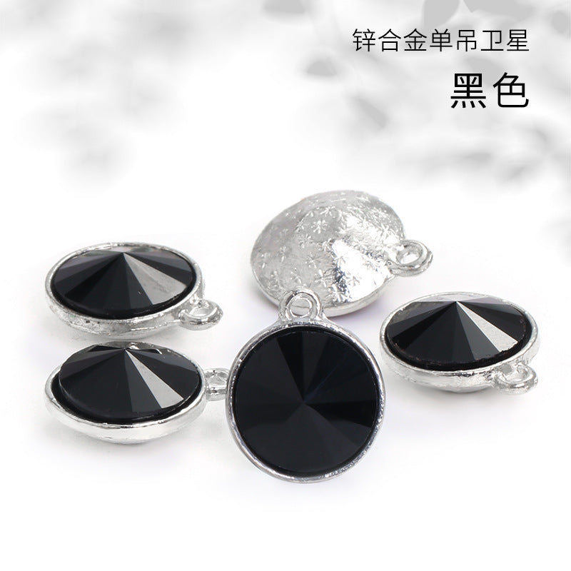 12mm zinc alloy satellite single pendant bag, necklace, bracelet, clothing decoration, accessory satellite shape round single-hole pendant