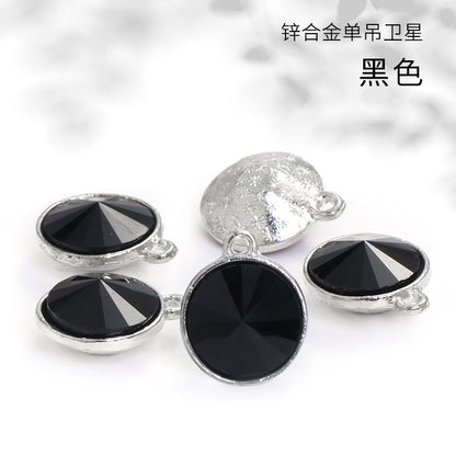 12mm zinc alloy satellite single pendant bag, necklace, bracelet, clothing decoration, accessory satellite shape round single-hole pendant