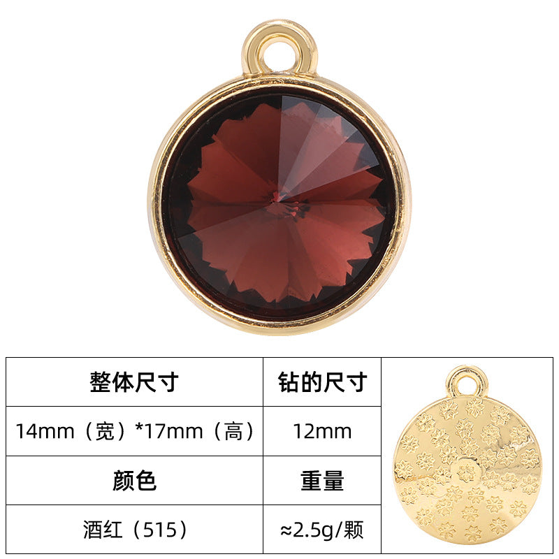 12mm satellite single hanging glass diamond single-hole alloy pendant inlaid with round crystal diamond earrings jewelry DIY accessories