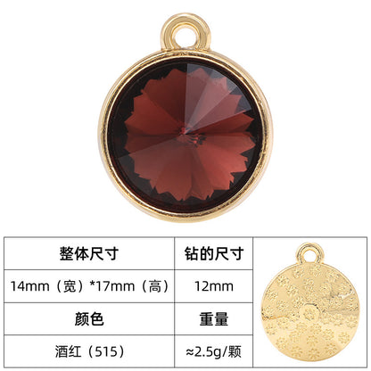 12mm satellite single hanging glass diamond single-hole alloy pendant inlaid with round crystal diamond earrings jewelry DIY accessories