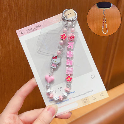 DIY everything goes well beaded mobile phone chain high-end pendant women's bag keychain hanging ornament New Year's gift