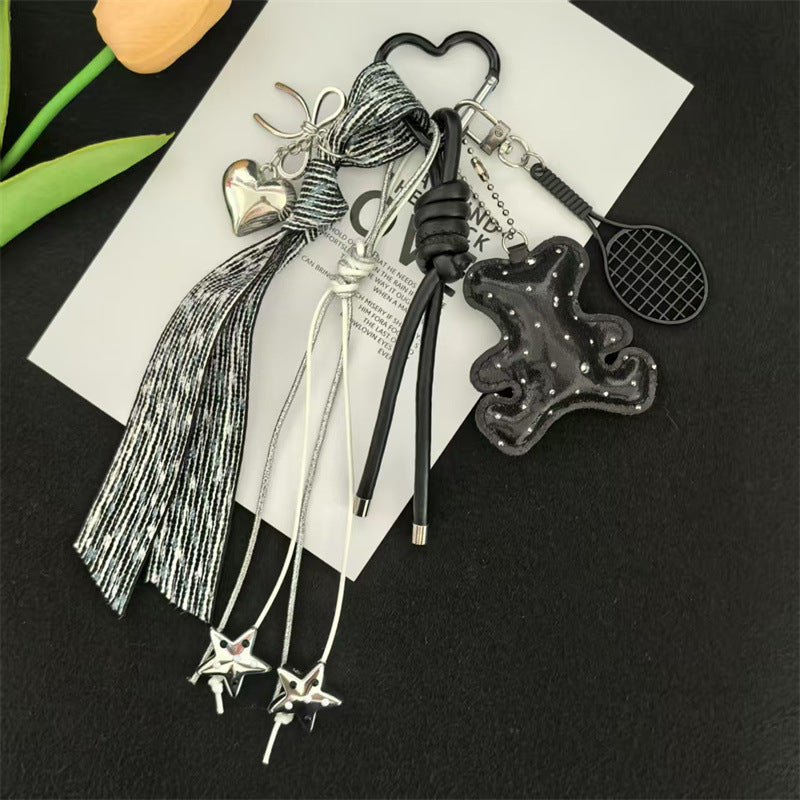 Three-dimensional cartoon three-dimensional leather giraffe pattern bear keychain bag pendant