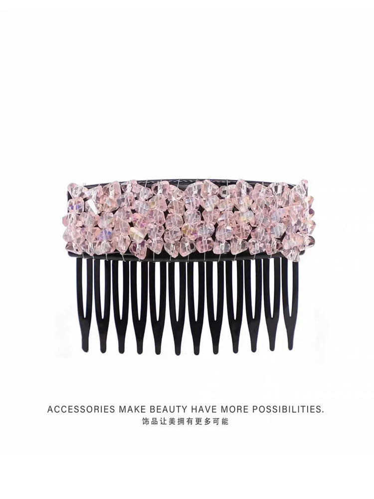 Elegant light luxury rhinestone hair comb, high-end inverted comb hair accessory, new style of bangs and loose hair organizer, side hair clip
