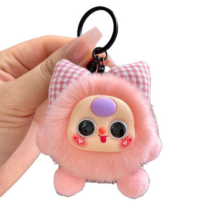 Imitation otter rabbit fur bow, small briquettes, car keychain pendants, exquisite dolls, cartoon dolls, school bags, bag ornaments