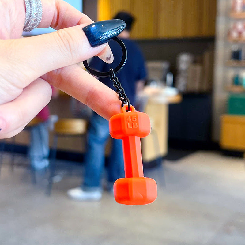 Creative sports style fitness dumbbell keychain pendant couple car keychain mini school bag small pendant wholesale