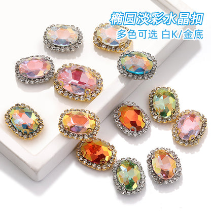 Multicolor crystal glass diamonds, light color oval crystal buckle holes, hand-sewn diamonds - clothing, shoes, bags, DIY accessories