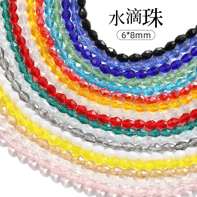 Xichuan cross-border water drop beads, glass beads, door curtains, garment accessories, straight hole water drop beads, cut surfaces, crystal bead factory wholesale