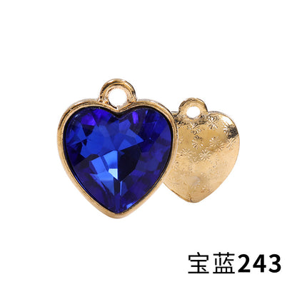 Xichuan zinc alloy peach heart crystal gold base single hanging heart-shaped glass diamond DIY jewelry earrings with diamonds pendant batch