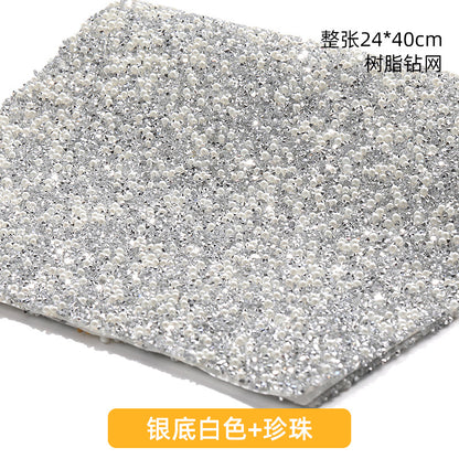 Resin 24*40CM pearl diamond mesh water rhinestone glue mesh peels off and sticks instantly for DIY crafts, sequins, glue, jewelry accessories