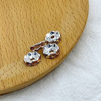 Factory direct sales 10MM color wavy edge rhinestone circle wheel bead spacer spacer bead string silver diamond jewelry