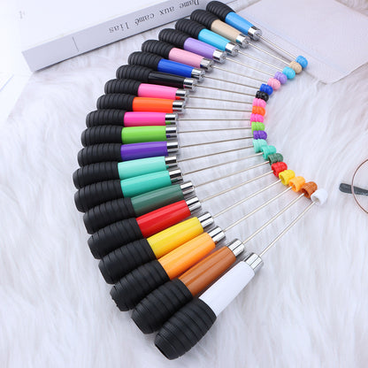Creative DIY telescopic ballpoint pen, Morandi macaron color rotating telescopic beading, cute love small fresh ballpoint pen